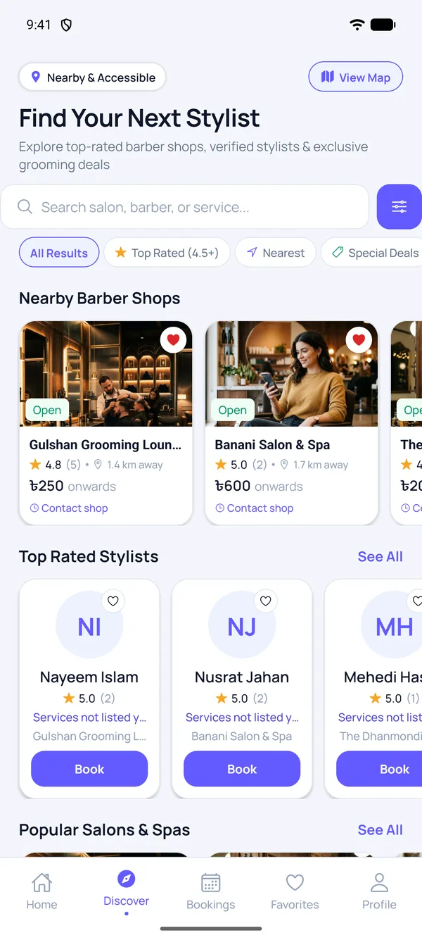Discover shops and top-rated barbers