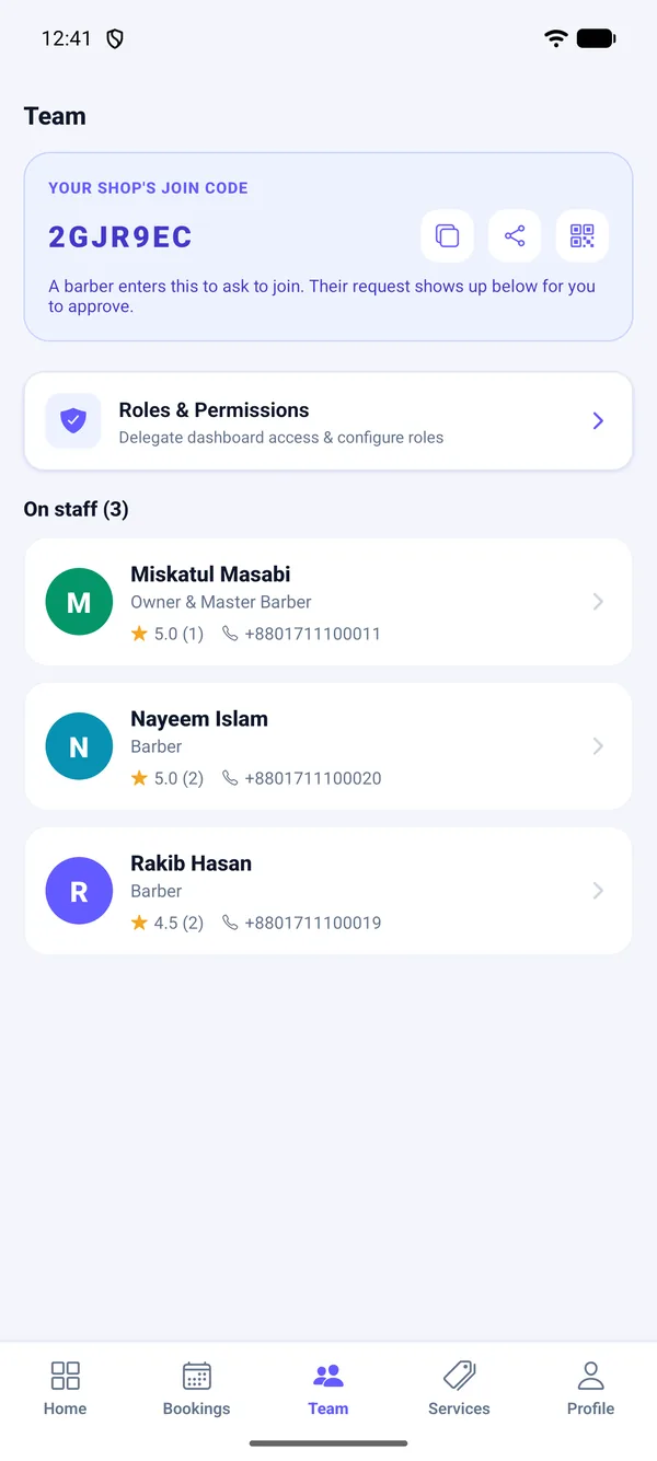 Team with join code